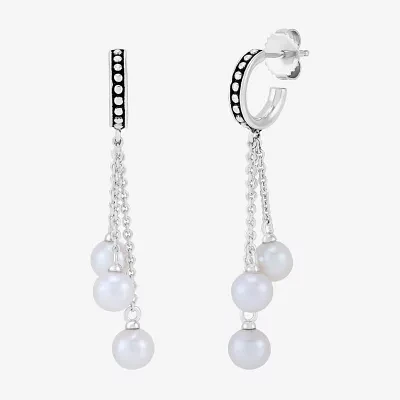 Dyed Cultured Freshwater Pearl Sterling Silver Drop Earrings