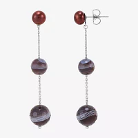 Dyed Cultured Freshwater Pearl Sterling Silver Drop Earrings