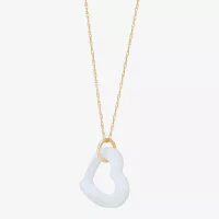 Womens Genuine White Mother Of Pearl 10K Gold Heart Pendant Necklace