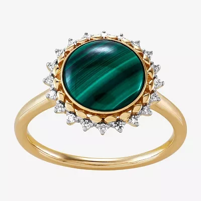 Womens 1/10 CT. T.W. Genuine Green Malachite 10K Gold Cocktail Ring