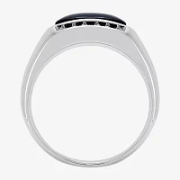 Mens Genuine Black Onyx Sterling Silver Fashion Ring