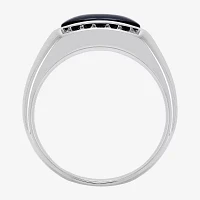 Mens Genuine Black Onyx Sterling Silver Fashion Ring
