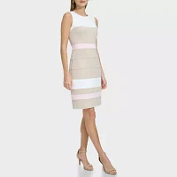 Marc New York Womens Sleeveless Striped Sheath Dress