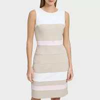 Marc New York Womens Sleeveless Striped Sheath Dress