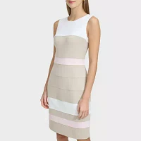 Marc New York Womens Sleeveless Striped Sheath Dress