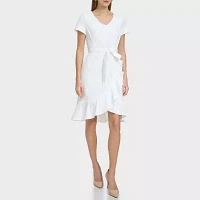 Marc New York Womens Short Sleeve Fit + Flare Dress