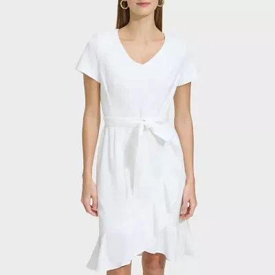 Marc New York Womens Short Sleeve Fit + Flare Dress