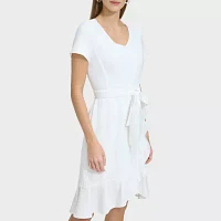 Marc New York Womens Short Sleeve Fit + Flare Dress