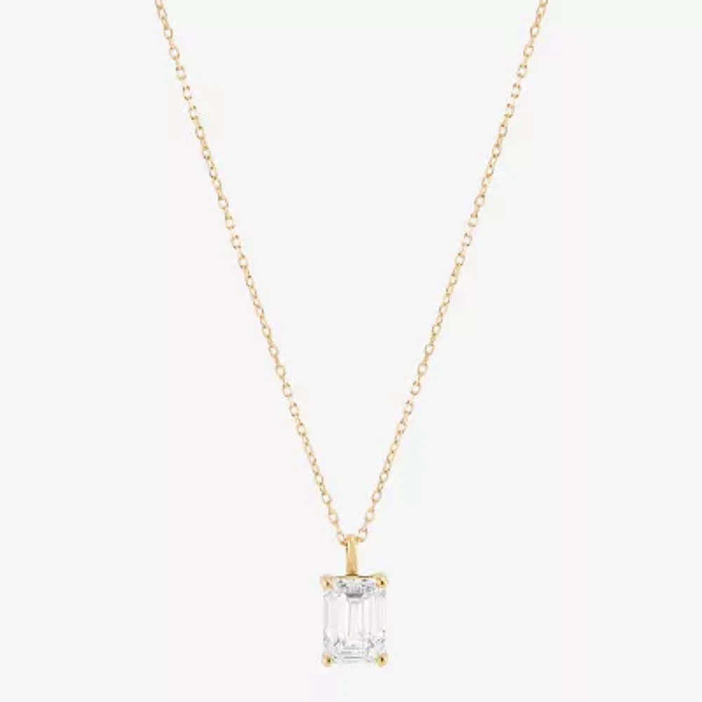 2 CT. T.W. Lab-Grown (H-I / Si1-Si2) Diamond 14K Gold Emerald-cut Pendant Necklace