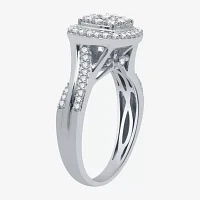 I Said Yes (H-I / I1) Womens 3/4 CT. T.W. Lab Grown White Diamond Sterling Silver Cushion Side Stone Halo Bridal Set