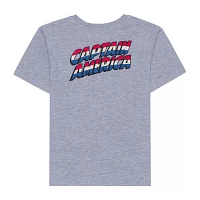 Disney Collection Little & Big Boys Crew Neck Short Sleeve Captain America Graphic T-Shirt