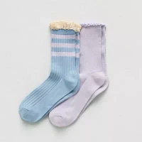 Arizona Rib Lace 2 Pair Crew Socks Womens
