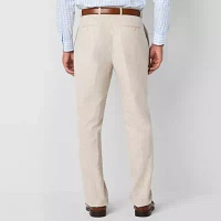 Stafford Linen Extended Tab Mens Regular Fit Flat Front Pant