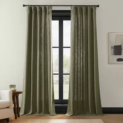 Exclusive Fabrics & Furnishing Simply Faux Linen Rod Pocket Back Tab Light-Filtering Set of 2 Curtain Panels