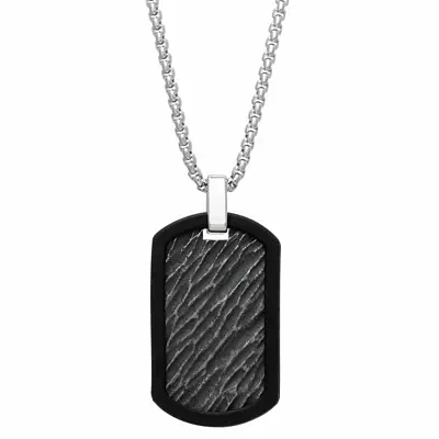 Mens Stainless Steel Dog Tag Inch Pendant Necklace