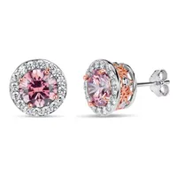 5 3/4 CT. T.W. Pink Zirconia Sterling Silver 10.6mm Stud Earrings