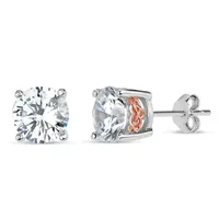 3 1/2 CT. T.W White Zirconia Sterling Silver 6.5mm Stud Earrings