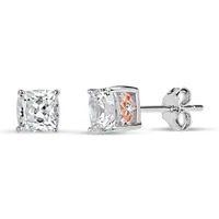 2 1/3 CT. T.W. White Zirconia Sterling Silver 5.2mm Stud Earrings