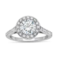 Womens 3 1/4 CT. T.W. White Zirconia Sterling Silver Round Halo Cocktail Ring