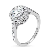 Womens 3 1/4 CT. T.W. White Zirconia Sterling Silver Round Halo Cocktail Ring