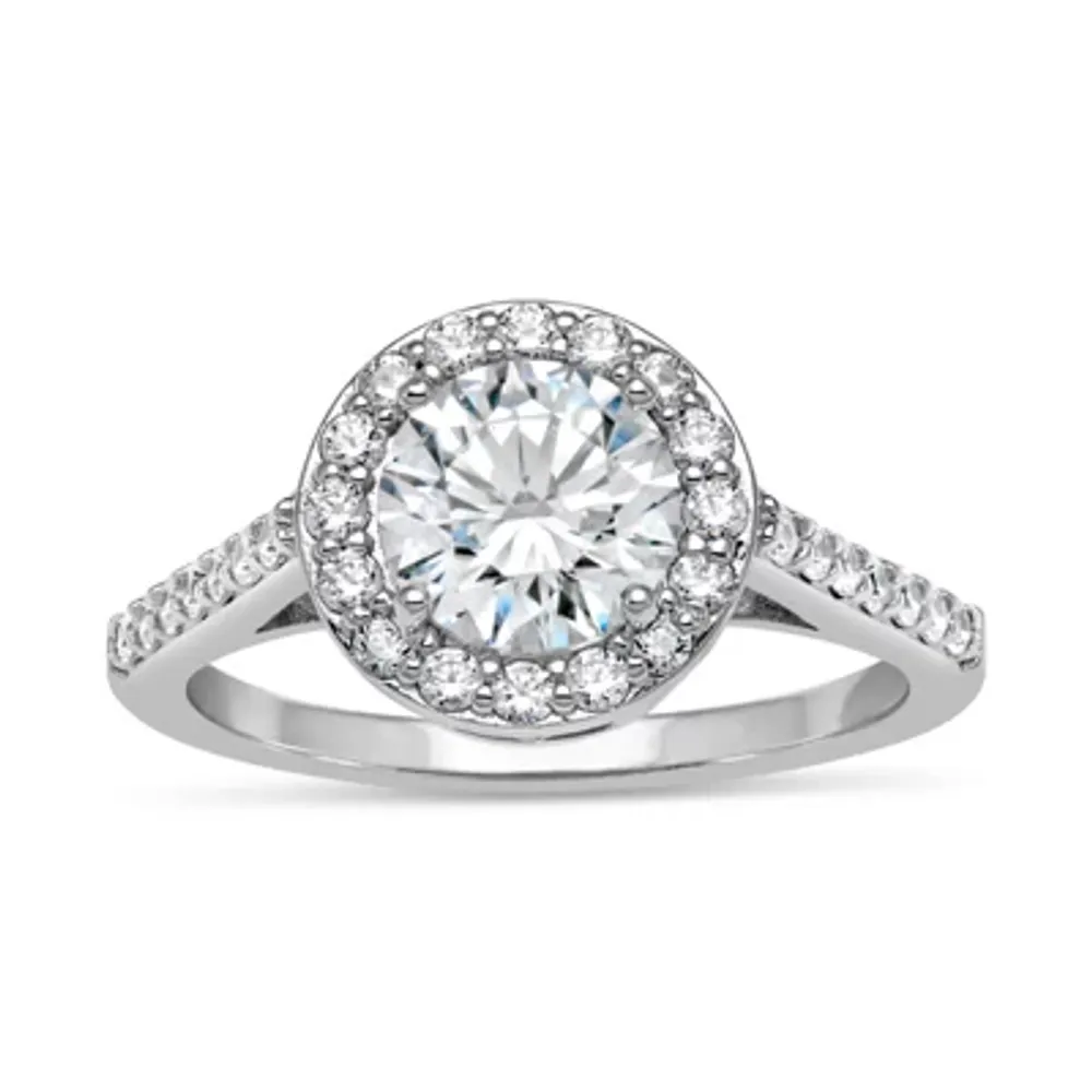 Womens 3 1/4 CT. T.W. White Zirconia Sterling Silver Round Halo Cocktail Ring