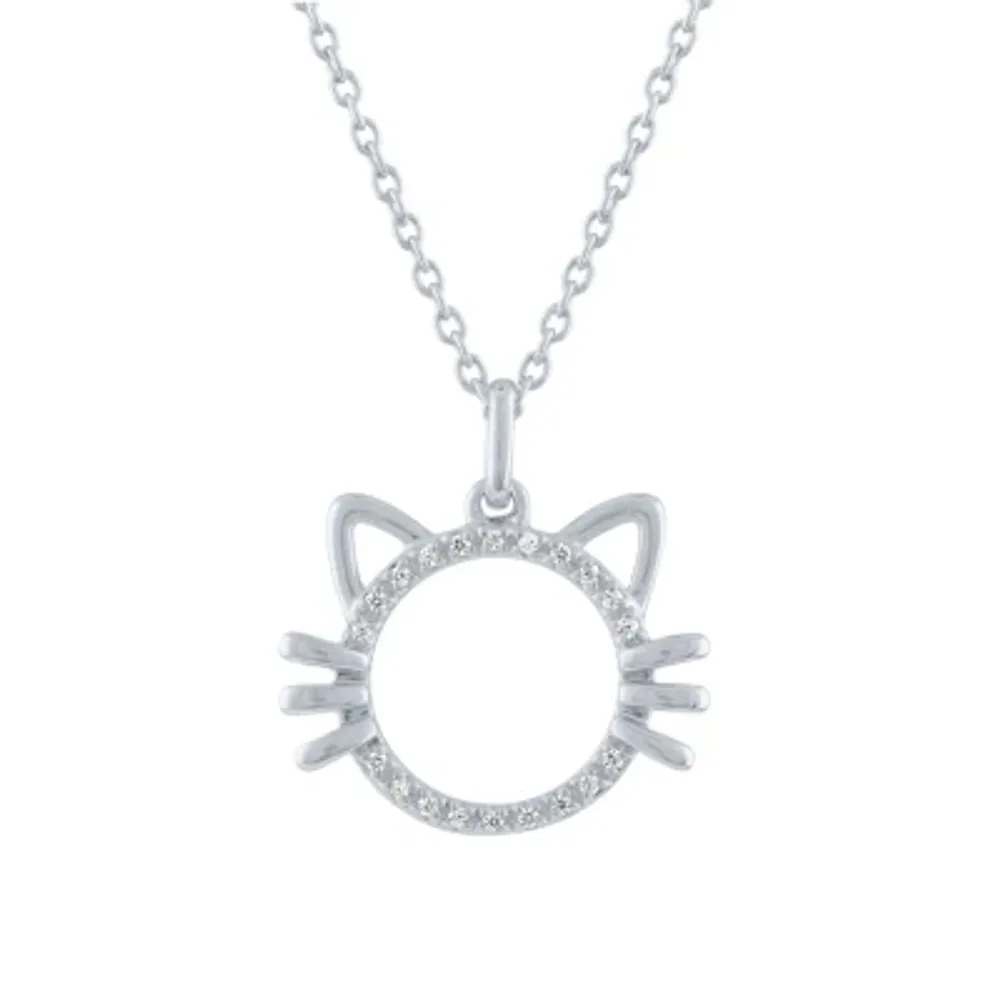 Diamond Accent "Loyal" Womens Diamond Accent Natural White Diamond Sterling Silver Pendant Necklaces