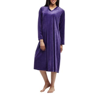 La Cera Womens Long Sleeve V Neck Nightgown
