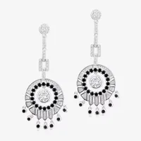 Diamonart White Cubic Zirconia Sterling Silver Round Drop Earrings