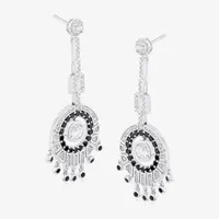 Diamonart White Cubic Zirconia Sterling Silver Round Drop Earrings