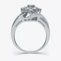 Womens 1/2 CT. T.W. Natural White Diamond 14K Gold Over Silver Cocktail Ring