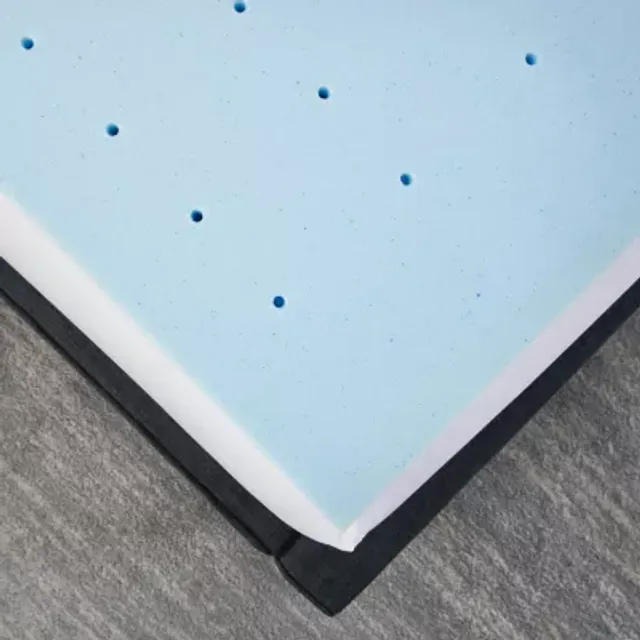 Bodipedic 3-Inch Gel-Infused Memory Foam Mattress Topper, Blue, Full