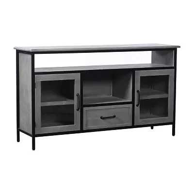 Wood and Metal 2 Door Accent Cabinet