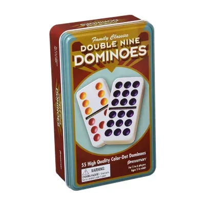 Pressman Dominoes: Double Nine Color Dot In Tin