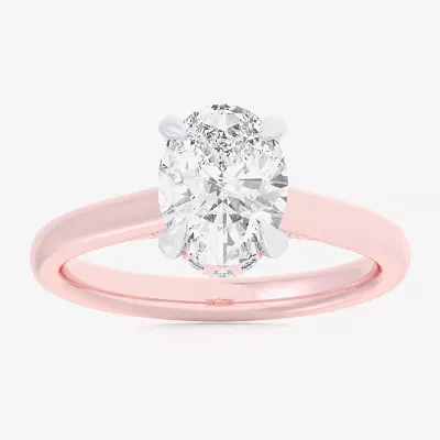 G-H / Si1-Si2) Womens 1/ CT. T.W. Lab Grown White Diamond 14K Rose Gold Oval Solitaire Engagement Ring