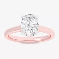 (G-H / Si1-Si2) Womens 1 1/7 CT. T.W. Lab Grown White Diamond 14K Rose Gold Oval Solitaire Engagement Ring