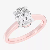 (G-H / Si1-Si2) Womens 1 1/7 CT. T.W. Lab Grown White Diamond 14K Rose Gold Oval Solitaire Engagement Ring