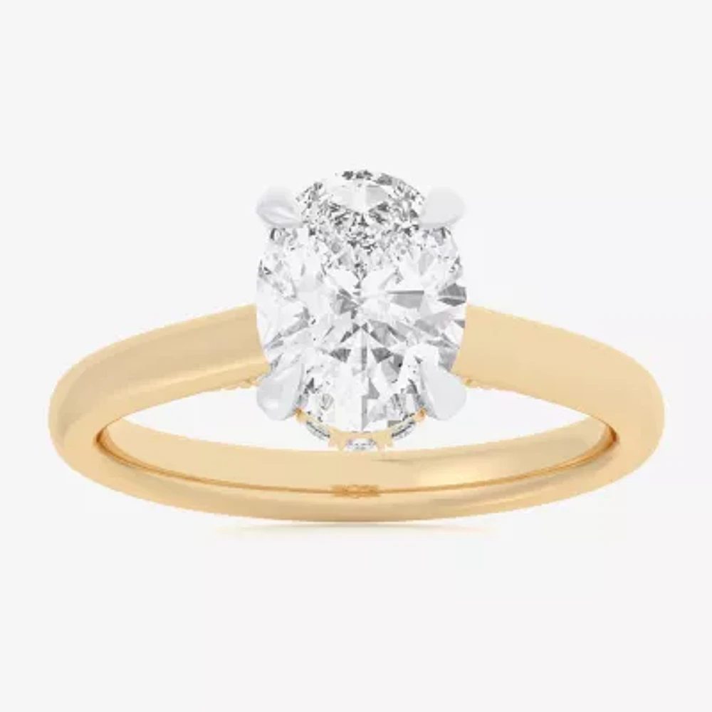 G-H / Si1-Si2) Womens 1/ CT. T.W. Lab Grown White Diamond 14K Gold Oval Solitaire Engagement Ring