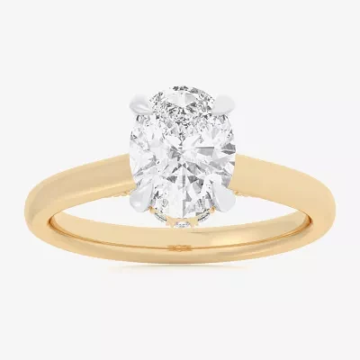 G-H / Si1-Si2) Womens 1/ CT. T.W. Lab Grown White Diamond 14K Gold Oval Solitaire Engagement Ring