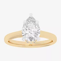 G-H / Si1-Si2) Womens 1 1/ CT. T.W. Lab Grown White Diamond 14K Gold Pear Solitaire Engagement Ring