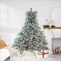 Northlight Full Jasper Balsam Artificial Clear Lights 7 1/2 Foot Flocked Fir Christmas Tree