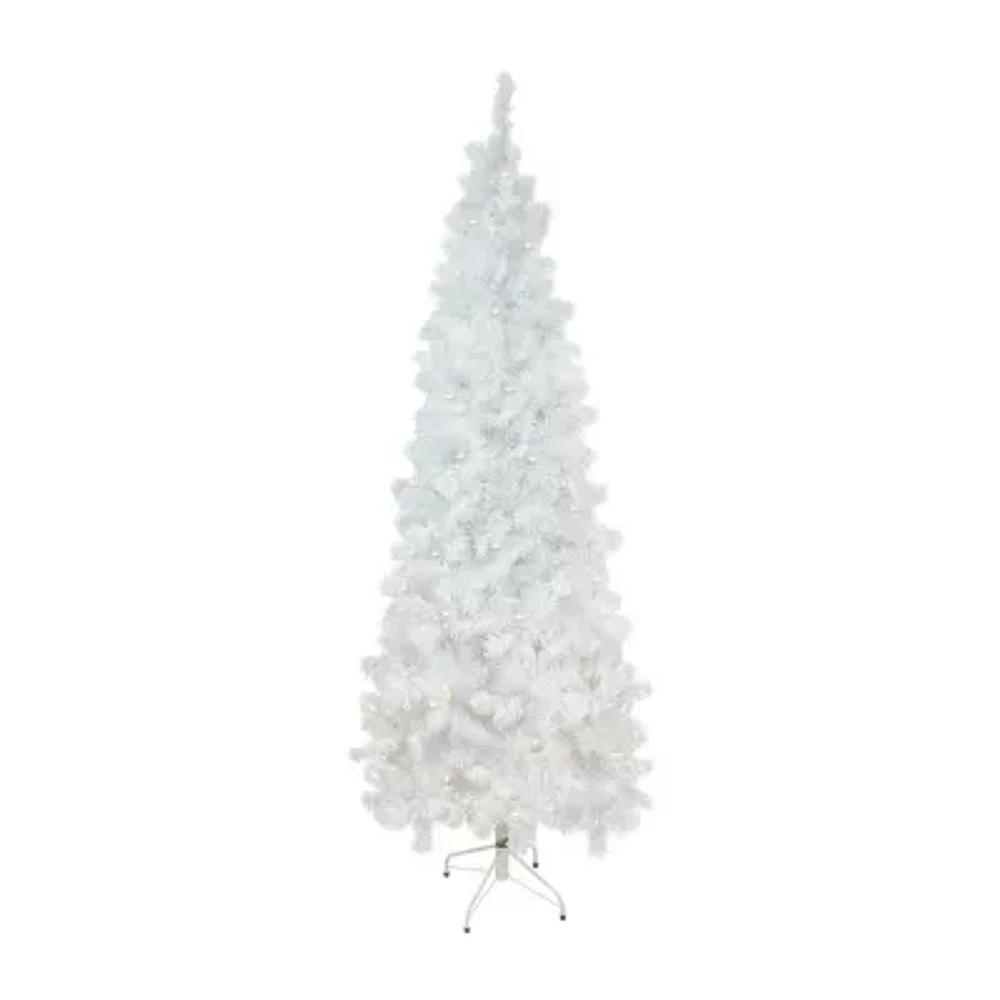 Northlight White Pencil Artificial Warm White Led Lights 7 1/2 Foot Pre-Lit Pine Christmas Tree