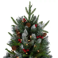 Northlight Frosted Mixed Berry Artificial Clear Lights 7 Foot Pre-Lit Pine Christmas Tree