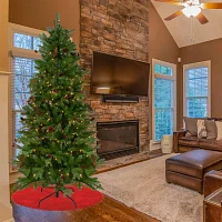 Northlight Mixed Winter Berry Artificial Clear Lights 7 1/2 Foot Pre-Lit Pine Christmas Tree