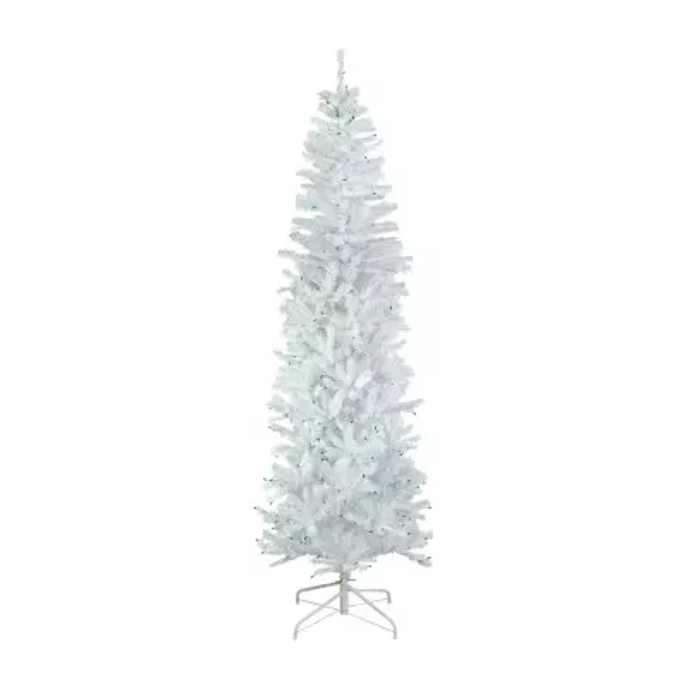 Northlight Woodbury White Pencil Artificial  Green Lights 6 1/2 Foot Pre-Lit Pine Christmas Tree