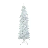 Northlight Woodbury White Pencil Artificial  Green Lights 6 1/2 Foot Pre-Lit Pine Christmas Tree