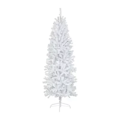 Northlight Slim Geneva White Spruce Artificial  Green Lights 6 1/2 Foot Pre-Lit Christmas Tree