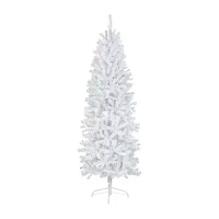 Northlight Slim Geneva White Spruce Artificial  Green Lights 6 1/2 Foot Pre-Lit Christmas Tree