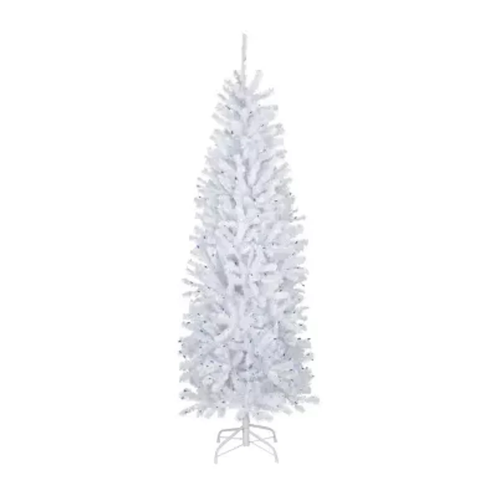 Northlight Slim Geneva White Spruce Artificial Blue Lights 6 1/2 Foot Pre-Lit Christmas Tree