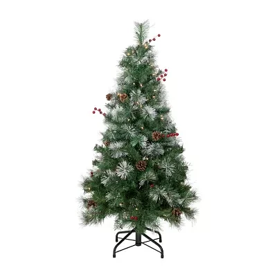 Northlight Frosted Carolina Berry Spruce Artificial  Clear Lights 4 Foot Pre-Lit Christmas Tree