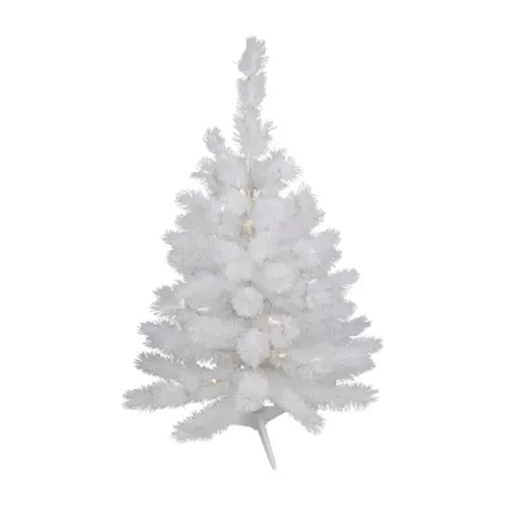 Northlight White Alaskan Artificial  Warm White Led Lights 3 Foot Pre-Lit Pine Christmas Tree